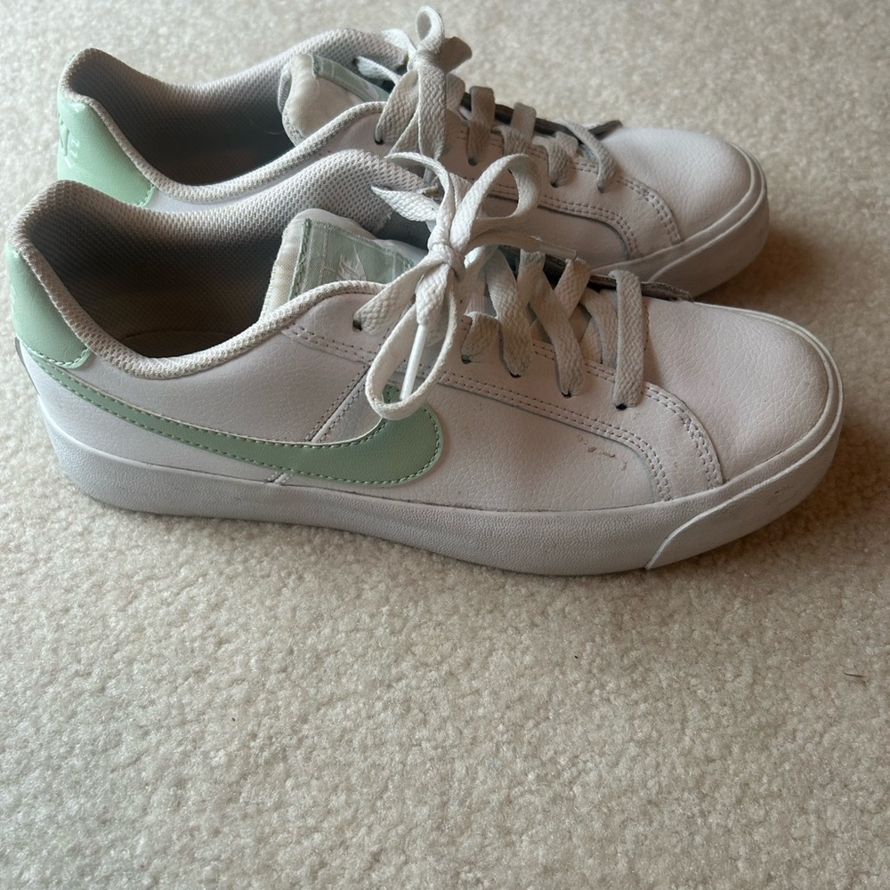 Nike Women's White Sneakers with Mint Accent